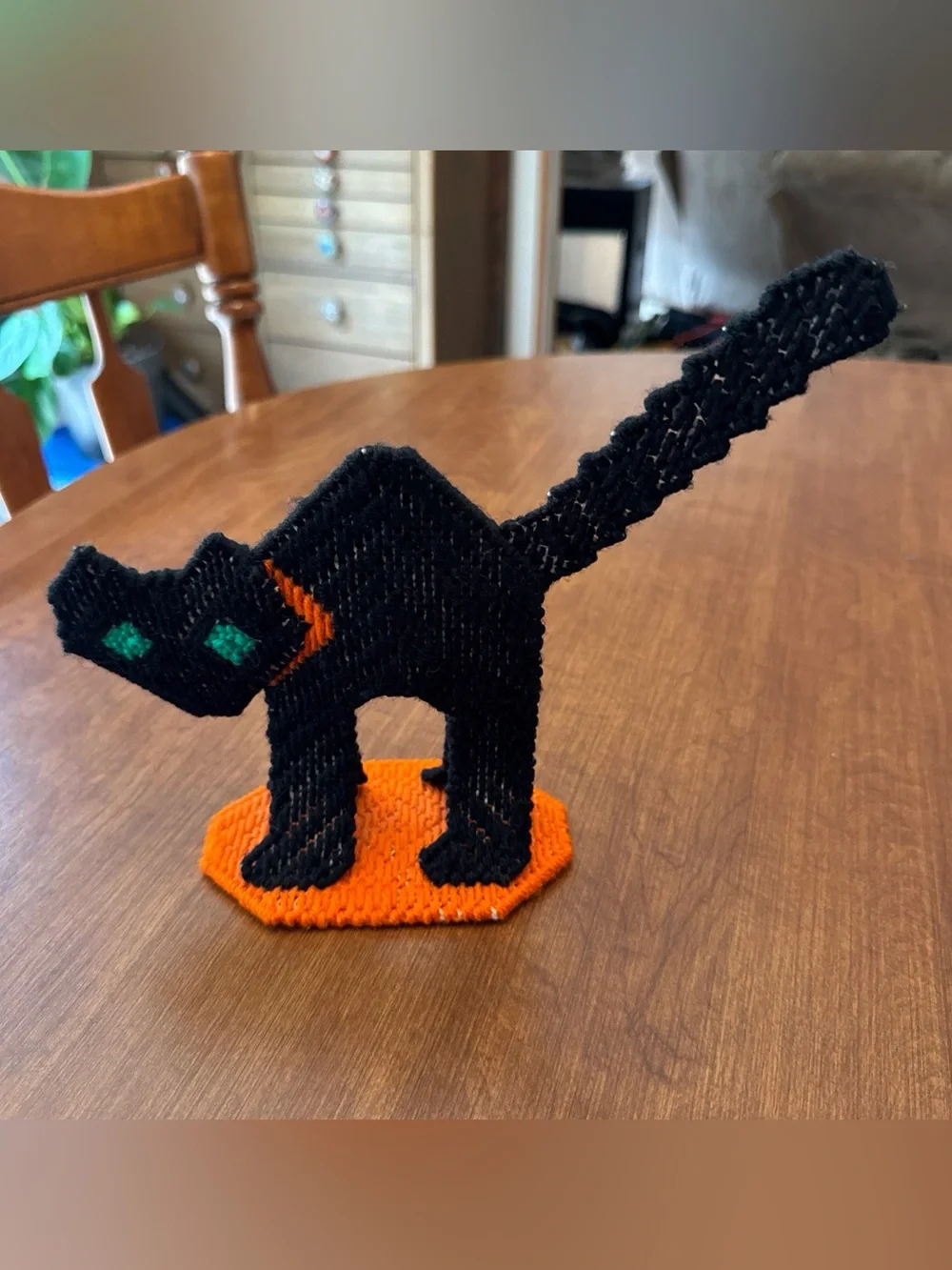 Black Halloween Cat Figurine canvas needlecraft Decorative Cat